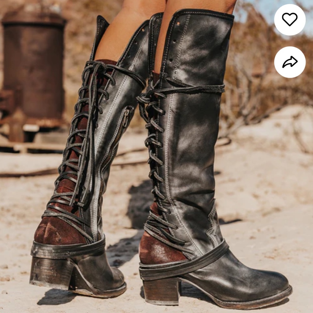 FreeBird by Steven COAL Black Leather Boots Women’s Size 9